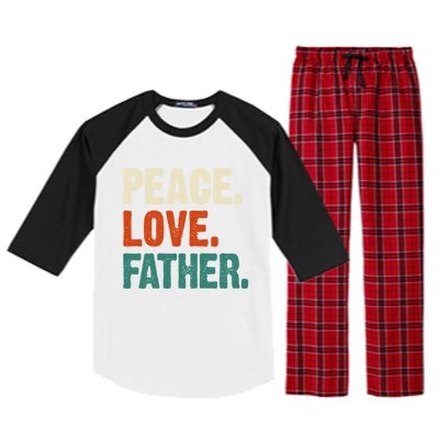 Peace Love Father Funny Mother Father Father Lover Vintage Gift Raglan Sleeve Pajama Set