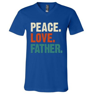 Peace Love Father Funny Mother Father Father Lover Vintage Gift V-Neck T-Shirt