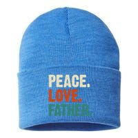 Peace Love Father Funny Mother Father Father Lover Vintage Gift Sustainable Knit Beanie