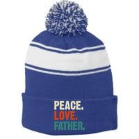 Peace Love Father Funny Mother Father Father Lover Vintage Gift Stripe Pom Pom Beanie