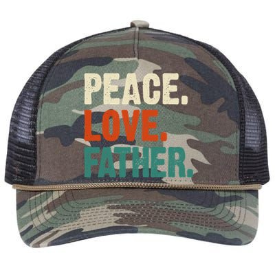 Peace Love Father Funny Mother Father Father Lover Vintage Gift Retro Rope Trucker Hat Cap