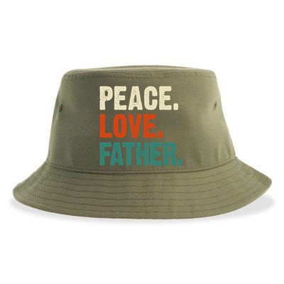 Peace Love Father Funny Mother Father Father Lover Vintage Gift Sustainable Bucket Hat