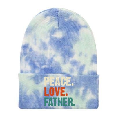 Peace Love Father Funny Mother Father Father Lover Vintage Gift Tie Dye 12in Knit Beanie