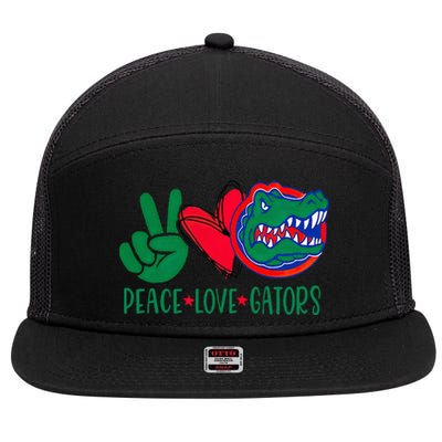 Peace Love Gator Cute Costume Animal Lover Alligator 7 Panel Mesh Trucker Snapback Hat