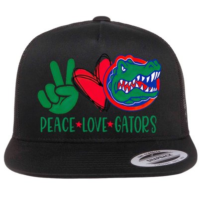 Peace Love Gator Cute Costume Animal Lover Alligator Flat Bill Trucker Hat