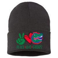 Peace Love Gator Cute Costume Animal Lover Alligator Sustainable Knit Beanie