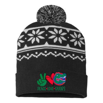 Peace Love Gator Cute Costume Animal Lover Alligator USA-Made Snowflake Beanie