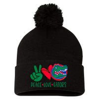 Peace Love Gator Cute Costume Animal Lover Alligator Pom Pom 12in Knit Beanie