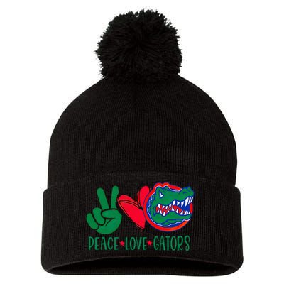 Peace Love Gator Cute Costume Animal Lover Alligator Pom Pom 12in Knit Beanie