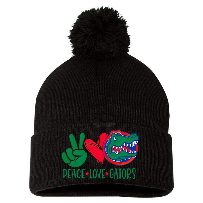 Peace Love Gator Cute Costume Animal Lover Alligator Pom Pom 12in Knit Beanie