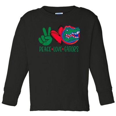 Peace Love Gator Cute Costume Animal Lover Alligator Toddler Long Sleeve Shirt