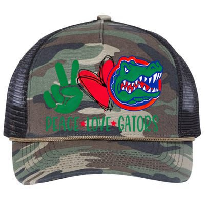 Peace Love Gator Cute Costume Animal Lover Alligator Retro Rope Trucker Hat Cap