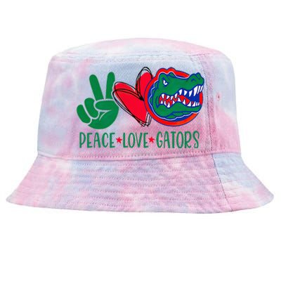 Peace Love Gator Cute Costume Animal Lover Alligator Tie-Dyed Bucket Hat