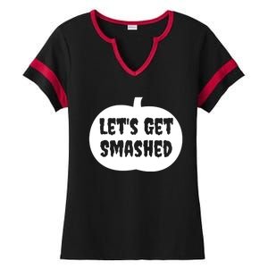 Pumpkin LetS Get Smashed Cool Gift Ladies Halftime Notch Neck Tee