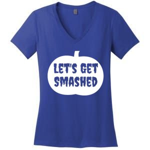 Pumpkin LetS Get Smashed Cool Gift Women's V-Neck T-Shirt