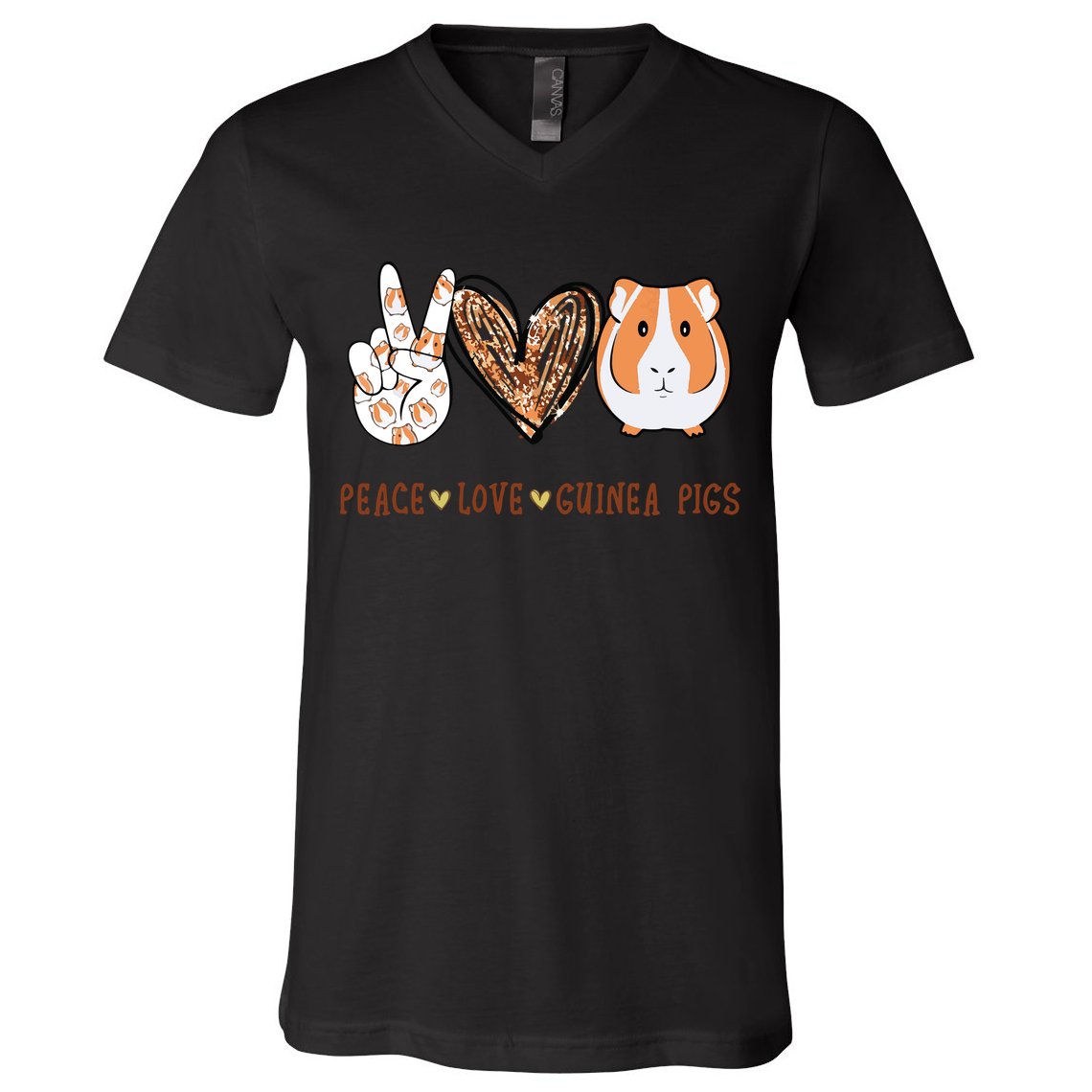 Peace Love Guinea Pigs Gift For Guinea Pigs Lover V-Neck T-Shirt