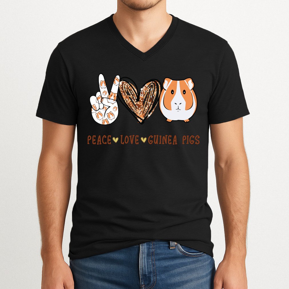 Peace Love Guinea Pigs Gift For Guinea Pigs Lover V-Neck T-Shirt