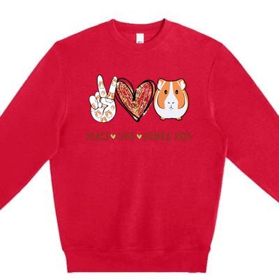 Peace Love Guinea Pigs Gift For Guinea Pigs Lover Premium Crewneck Sweatshirt