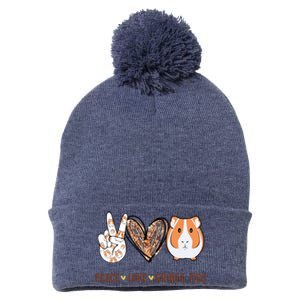 Peace Love Guinea Pigs Gift For Guinea Pigs Lover Pom Pom 12in Knit Beanie