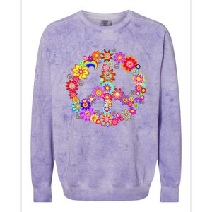 Peace Love Gift 60's 70's Hippie Costume Colorful Flowers Gift Colorblast Crewneck Sweatshirt