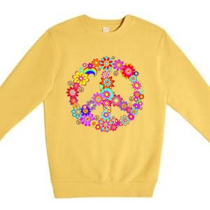 Peace Love Gift 60's 70's Hippie Costume Colorful Flowers Gift Premium Crewneck Sweatshirt