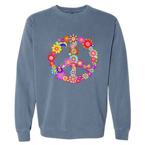 Peace Love Gift 60's 70's Hippie Costume Colorful Flowers Gift Garment-Dyed Sweatshirt