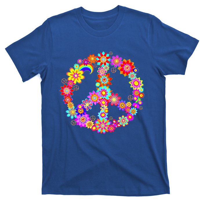 Peace Love Gift 60's 70's Hippie Costume Colorful Flowers Gift T-Shirt