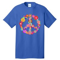 Peace Love Gift 60's 70's Hippie Costume Colorful Flowers Gift Tall T-Shirt