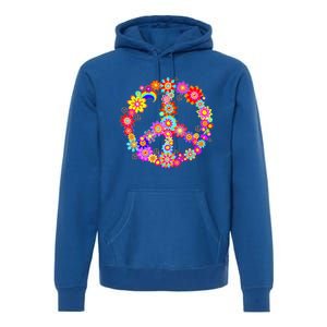 Peace Love Gift 60's 70's Hippie Costume Colorful Flowers Gift Premium Hoodie