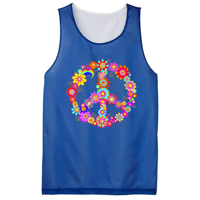 Peace Love Gift 60's 70's Hippie Costume Colorful Flowers Gift Mesh Reversible Basketball Jersey Tank