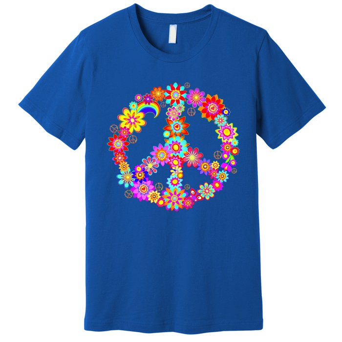 Peace Love Gift 60's 70's Hippie Costume Colorful Flowers Gift Premium T-Shirt