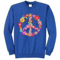 Peace Love Gift 60's 70's Hippie Costume Colorful Flowers Gift Tall Sweatshirt