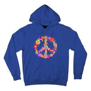 Peace Love Gift 60's 70's Hippie Costume Colorful Flowers Gift Tall Hoodie