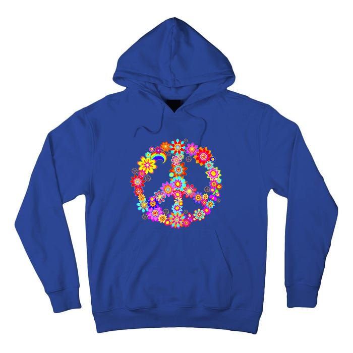 Peace Love Gift 60's 70's Hippie Costume Colorful Flowers Gift Tall Hoodie