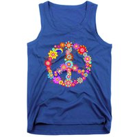 Peace Love Gift 60's 70's Hippie Costume Colorful Flowers Gift Tank Top