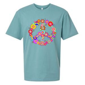 Peace Love Gift 60's 70's Hippie Costume Colorful Flowers Gift Sueded Cloud Jersey T-Shirt