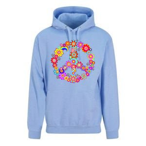 Peace Love Gift 60's 70's Hippie Costume Colorful Flowers Gift Unisex Surf Hoodie