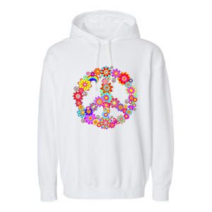 Peace Love Gift 60's 70's Hippie Costume Colorful Flowers Gift Garment-Dyed Fleece Hoodie