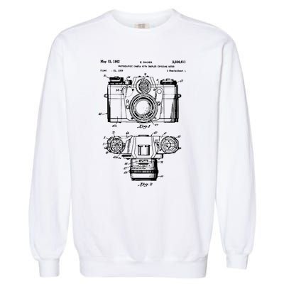 Photography Lover Gift Camera Vintage Patent Print Garment-Dyed Sweatshirt