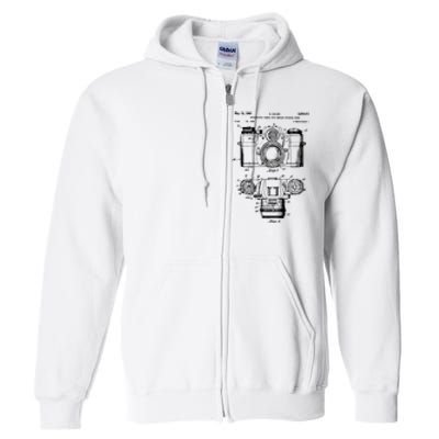 Photography Lover Gift Camera Vintage Patent Print Full Zip Hoodie