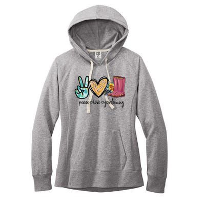 Peace Love Gardening Tools Flowers Garden Lover Fun Gardener Women's Fleece Hoodie