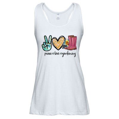 Peace Love Gardening Tools Flowers Garden Lover Fun Gardener Ladies Essential Flowy Tank