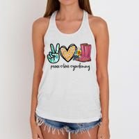 Peace Love Gardening Tools Flowers Garden Lover Fun Gardener Women's Knotted Racerback Tank