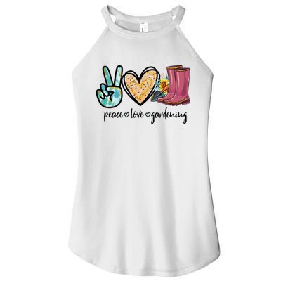 Peace Love Gardening Tools Flowers Garden Lover Fun Gardener Women's Perfect Tri Rocker Tank