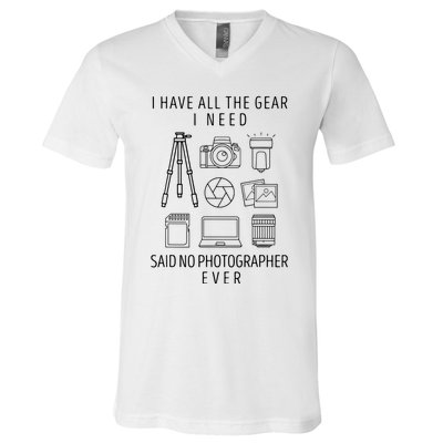 Photography Lover Gift Funny Camera Photographer V-Neck T-Shirt