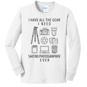 Photography Lover Gift Funny Camera Photographer Kids Long Sleeve Shirt