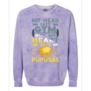 Pupusas Lover Gym Barbell Pupusas Heart El Salvadorian Food Colorblast Crewneck Sweatshirt