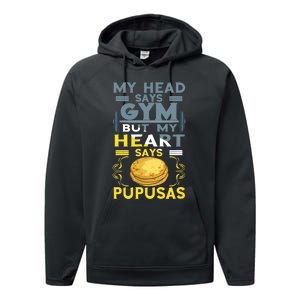 Pupusas Lover Gym Barbell Pupusas Heart El Salvadorian Food Performance Fleece Hoodie