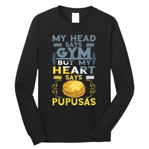 Pupusas Lover Gym Barbell Pupusas Heart El Salvadorian Food Long Sleeve Shirt