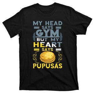 Pupusas Lover Gym Barbell Pupusas Heart El Salvadorian Food T-Shirt